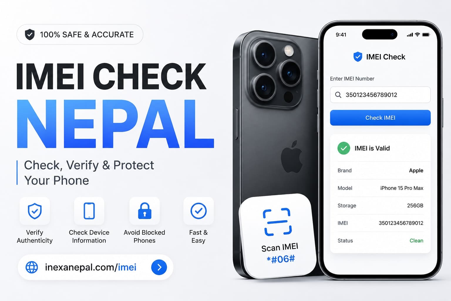 IMEI Check Nepal guide showing phone IMEI verification and MDMS registration process through Inexa Nepal.